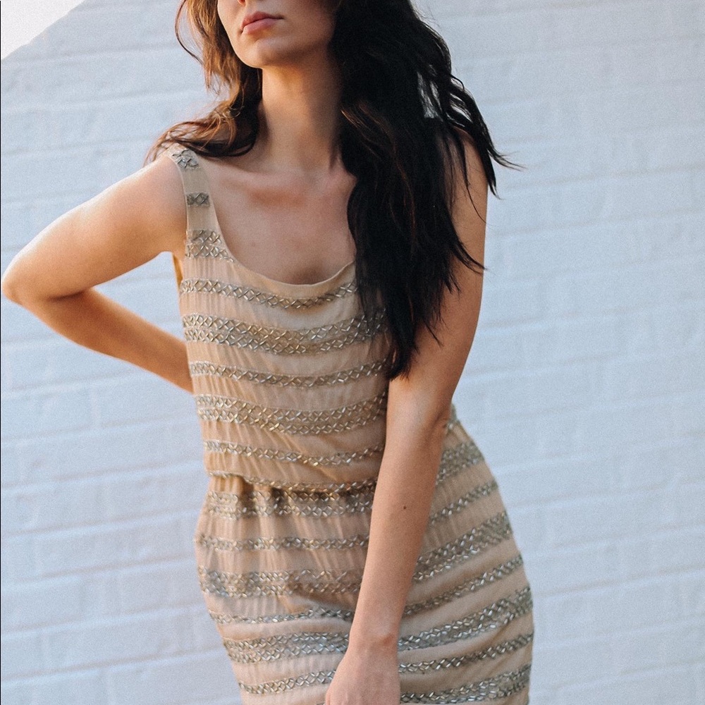 Gianni Bini nude sequined dress